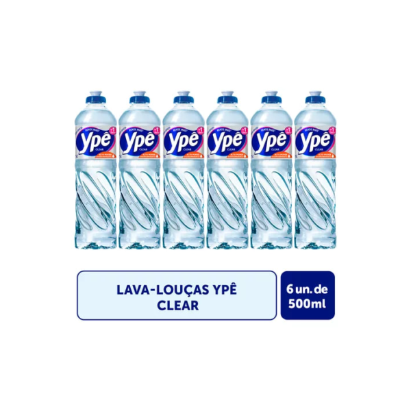 Detergente Lava Louças Ypê Clear 500ml Com 6 Unidades