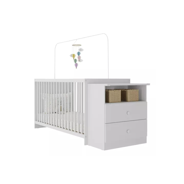 Berço Cômoda com Colchão Incluso Meu Bebê Multimóveis Branco