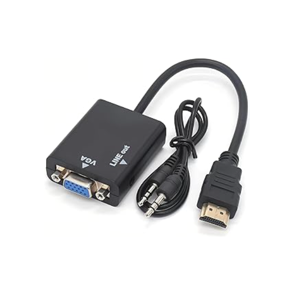 Conversor Cabo Adaptador HDMI para VGA com Saída de Áudio P2 para Laptop, Desktop, Monitor, Projetor, TV, Console de Jogos