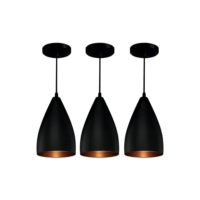 Kit Luminárias 3 Ilumania Pendentes De Teto Vegas Decoração Moderna Cor Preto/cobre Voltagem