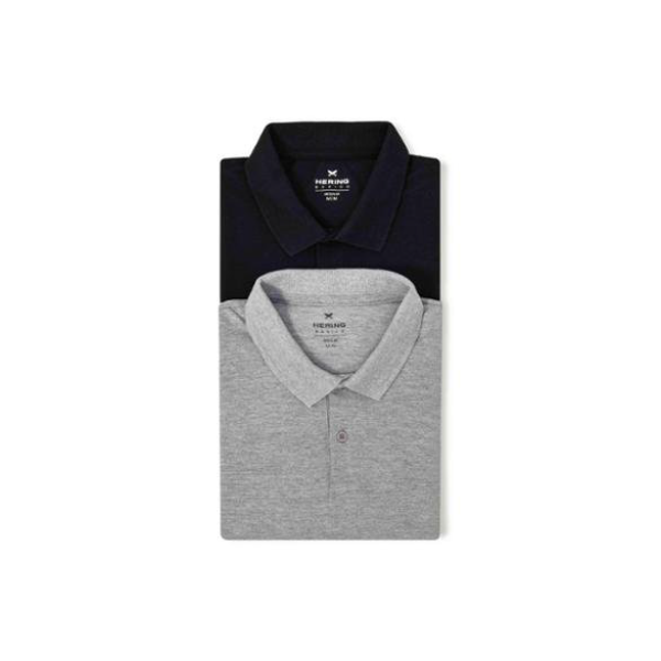 Kit com 2 Camisas Polo Básicas Masculinas Em Piquet - Cinza