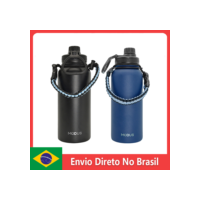 Garrafa de água Isolada Vacuum Aço Inoxidável，Garrafa Esportiva de Boca Larga，Tampa com Bico à Prova de Vazamentos，com Cordão