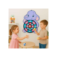 Painel Alvo Infantil Elefantinho 43x30cm com Bolinhas de Velcro – Jogo Educativo de Arremesso, Coordenação Motora, Brinquedo Seguro e Divertido para Crianças