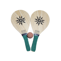 Kit Jogo Frescobol Tênis De Praia 2 Raquetes Madeira + Bola