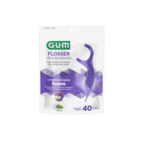 Flosser GUM Ultra Deslizante, Fio Dental com haste, Sabor Menta, 40 unid., Gum, Roxo