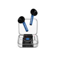 Fone de Ouvido Bluetooth Monster AIRMARS XKT01 – Estojo Transparente, 20h de Reprodução, Modo Jogo Baixa Latência, Chamadas em HD, Auto-Pairing – Cores: Azul/Preto/Branco (Azul)