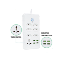 Régua Filtro de Linha com 7Tomadas Extensão Elétrica 1 Universal4 USB Bivolt10A 110v/220v Cabo de2 Metros-envio imediato