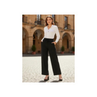 Calça Pantalona Feminina Duna Cintura Alta Com Bolso