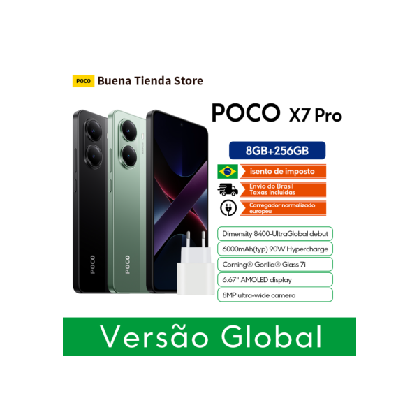 【Estreia mundial】POCO X7 Pro Versão Global Smartphone Dimensity 8400-Ultra 6000mAh 90W Carga 50MP câmera com OIS 120Hz NFC 5G