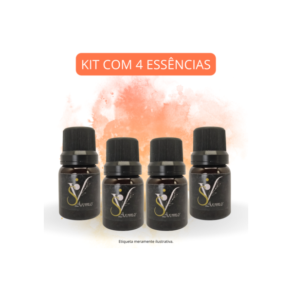 Kit 4 Essência para Aromatizador, Ambiente, Velas, Sabonetes 10ml (Concentrada à base de óleo)