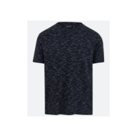Camiseta em Meia Malha Mesclada com Manga Curta Preto Mescla