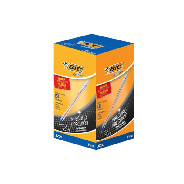 BIC, Caneta Esferográfica Escrita Fina, Cristal Fina, Azul, 50 Unidades