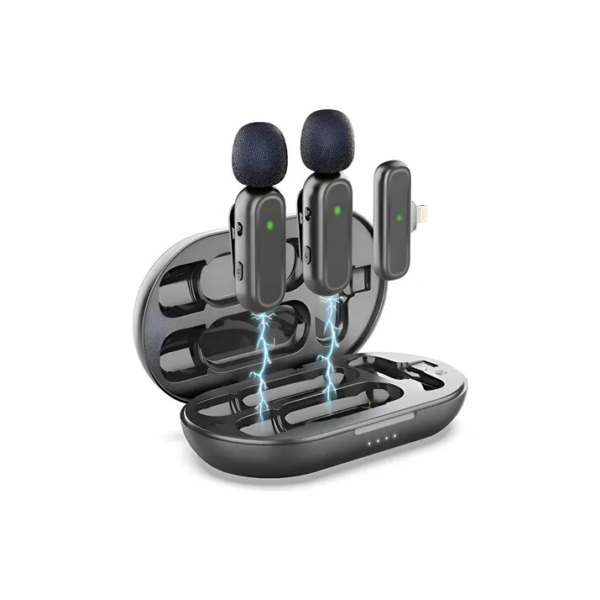 Microfone Sem Fio Profissional Lapela Duplo Compatível Ios Celular Portátil Gravação Podcast Aula Online Entrevista Reunião Trabalho Vídeo Som De Qualidade