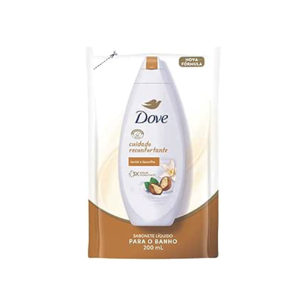Dove Sabonete Líquido Nutritivo Karité e Baunilha Nutrium Moisture Cuidado Reconfortante Sachê 200Ml Refil