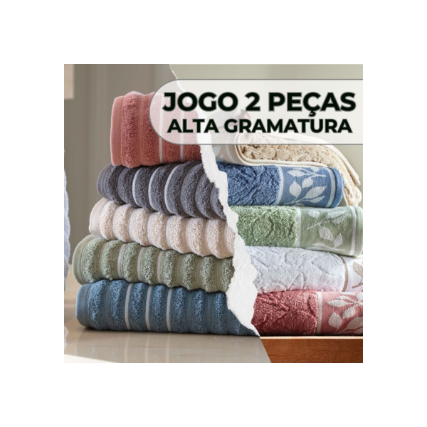 Jogo De Toalhas Banhão 2 Peças 100% Algodão 450g/m² Toque Macio Felpuda Excelente Absorção Corttex