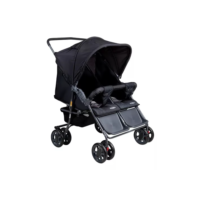 Carrinho De Bebê Gêmeos Reclinável 5 Posições - Hércules Cor Preto Chassi Prateado