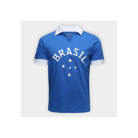 Camisa Polo Brasil Retrô Times Masculina - Azul