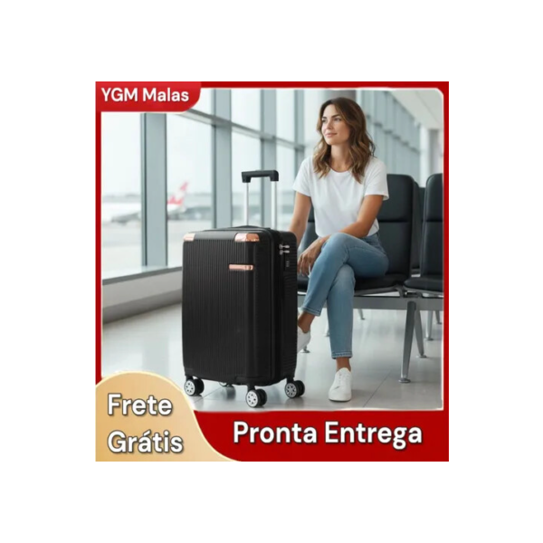 Mala De Viagem Bordo 55 X 35 X 25 Padrão Anac Com Ziper Extensor Abs Rodinhas 360 Leva Na Cabine Do Avisão Resistente Preto 2099 Ygm Malas