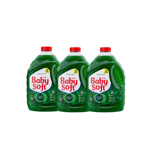 Kit 3 Lava Roupas Líquido Baby Soft Total Max 3L Verde