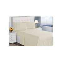 Jogo de Cama Casal Queen King Lençol Fronhas 400 Fios 4 Peças Ponto Palito Casa Dona (King, Bege)