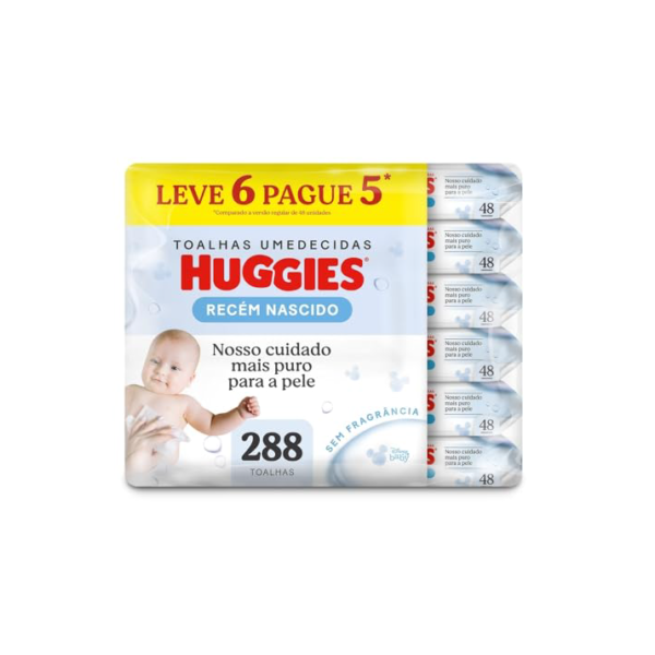 Lenço Umedecido Huggies Pure Care L6P5 - 288 Lenços, Huggies, Amarelo, Pacote de 288