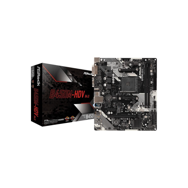 Placa-Mãe ASRock B450M-HDV R4.0, AMD AM4, Micro ATX, DDR4, Preto - 90-MXB9N0-A0UAYZ