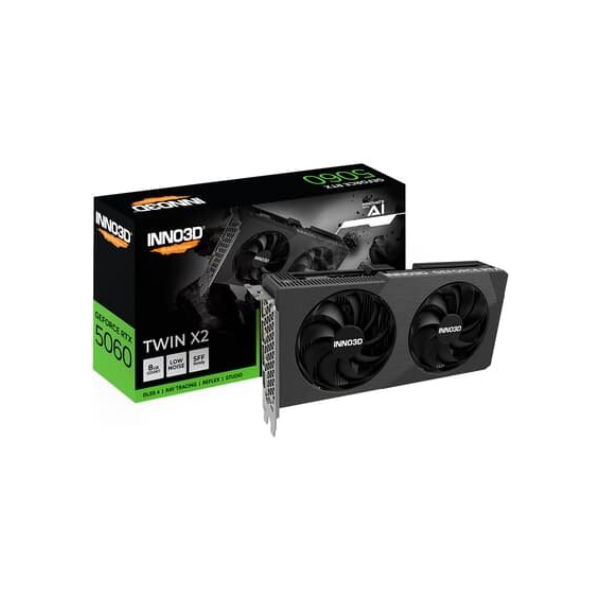 Placa de Video Inno3D RTX 5060 Twin X2 NVIDIA Geforce, 8GB, 128bits, 2497MHz, FP4 e DLSS 4, Ray Tracing - N50602-08D7-195071N