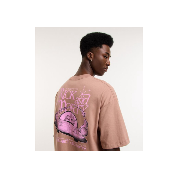 Camiseta Relaxed com Estampa Rick And Morty Bege