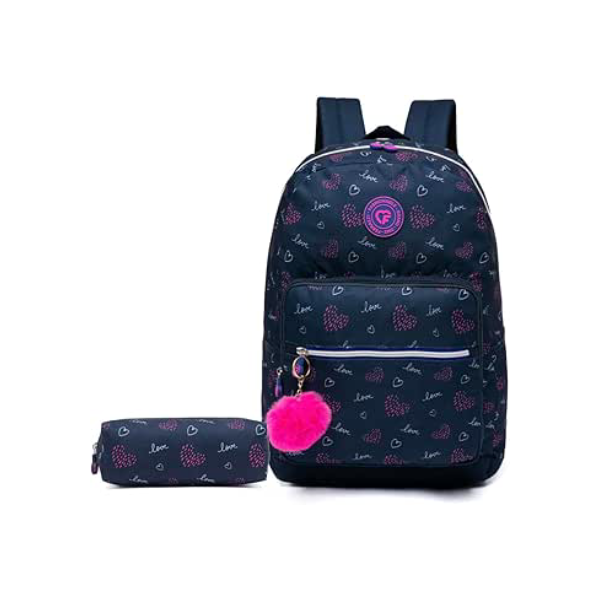 Mochila Estojo Escolar Ferrazzi Casual Feminina Love