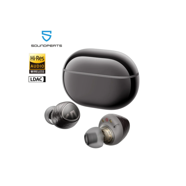 Fones de ouvido sem fio SoundPEATS Engine4 Hi-Res Bluetooth 5.3 com LDAC, drivers dinâmicos duplos coaxiais para som estéreo, total de 43 horas