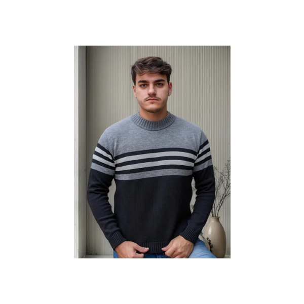 Suéter Blusa De Tricot Masculino Listrado Blusa Lã Masculina