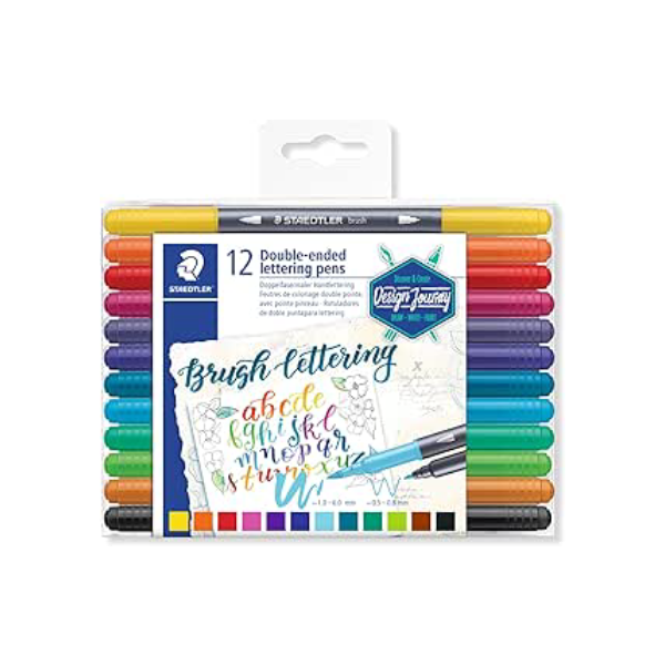 Caneta Ponta Dupla, Staedtler, Brush Lettering, 3004 TB12 02, 12 Cores