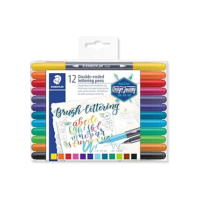 Caneta Ponta Dupla, Staedtler, Brush Lettering, 3004 TB12 02, 12 Cores