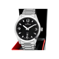 Relógio Masculino Technos Militar Em Aço Prateado Fundo Preto Calendário Prova D'água