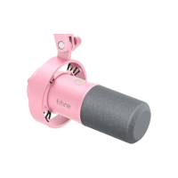FIFINE Microfone dinâmico XLR/USB, microfone de estúdio XLR para podcast vocal para gravação, mic USB com botão mudo, botão ganho, monitoramento de fones ouvido para vídeo- Amplitank K688 Pink