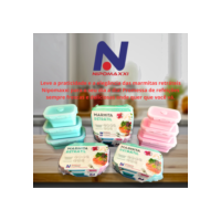 Conjunto 3 Marmitas de Silicone Retrátil Empilhável com Tampa Hermética Livre BPA Nipomaxxi