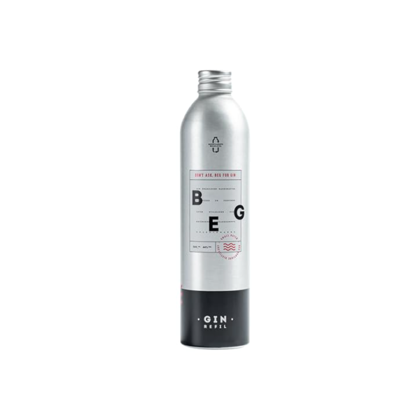 BEG - Brazilian Boutique Dry Gin 500ml - REFIL - Transporte Fácil e Custo Benefício - Final Seco e Levemente Picante - Segundo Lugar na Bartenders Spirits Awards - Estilo London Dry - Cítricos Equilibrados - Sustentabilidade e Versatilidade