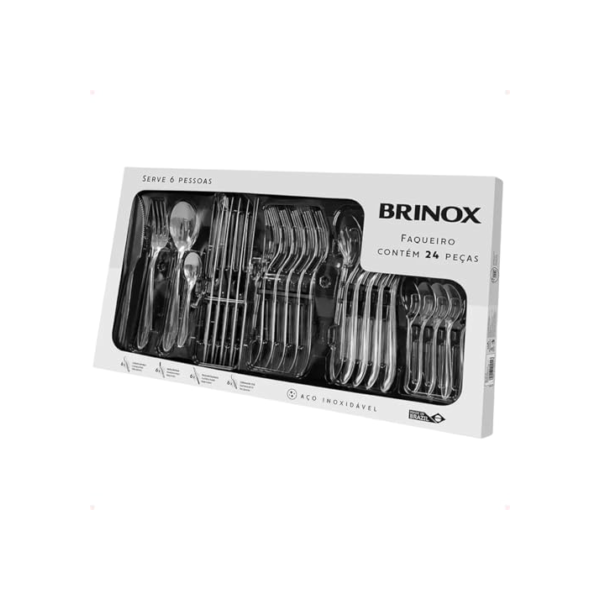 Brinox - Faqueiro Lyon 24 Peças - Aço Inox