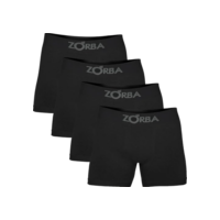 Kit com 4 Cuecas Boxer Algodão Sem Costura Zorba (BR, Alfa, G, Regular, Preto)