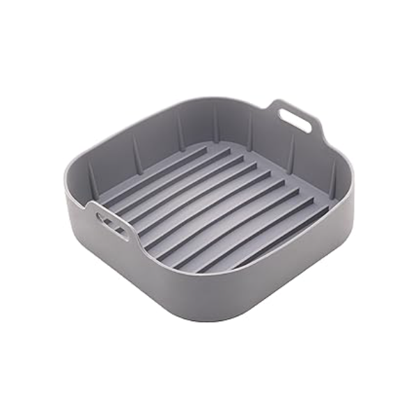 LYOR - Forma Quadrada de Silicone para Air Fryer Cinza 16cm x 5,5cm