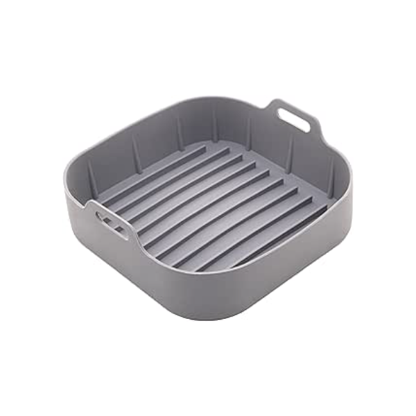 LYOR - Forma Quadrada de Silicone para Air Fryer Cinza 16cm x 5,5cm
