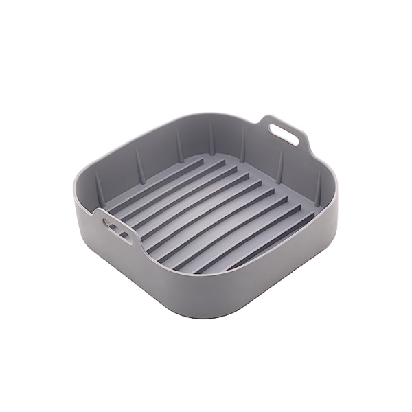 LYOR - Forma Quadrada de Silicone para Air Fryer Cinza 16cm x 5,5cm