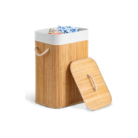 Vittak - Cesto De Roupa Bambu Dobrável Retangular Com Tampa E Forro