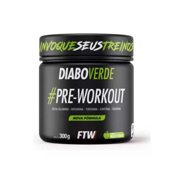 Suplemento Em Pó Pre Treino Pre Workout 300g Sabor Maça Verde FTW - DIABO VERDE