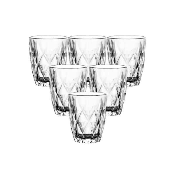 Jogo 6 Copo De Vidro Diamante Sucos Whisky Casual 280ml Diamond