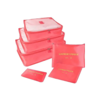 Organizador Mala Para Viagem 6 Pçs Necessaire Bolsas Cores C Cor Coral Desenho Do Tecido Liso
