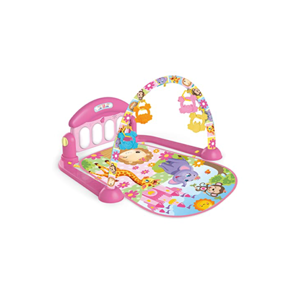 Replay Kids Tapete de Atividades com Piano Musical Joy ValeFeliz, Arco de Brinquedos Interativos, Desenhos e Formas em Cores Vibrantes, Rosa