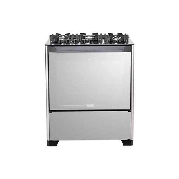 Fogão 5 Bocas Dako Magister Style Preto com Frente em Vidro Espelhado e Mesa de Vidro