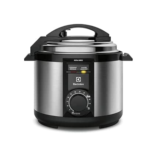 Panela pressão elétrica Electrolux capicade 5L silenciosa segura 9 travas segurança timer feijão manter aquecido alça antitermica PCE20 inox 220v por Rita Lobo
