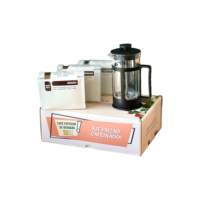 Café Campeiro Kit Presente Paizão Cafeinado - 1 Prensa Francesa + 3 Cafés Especiais Moídos, 100% Arábica